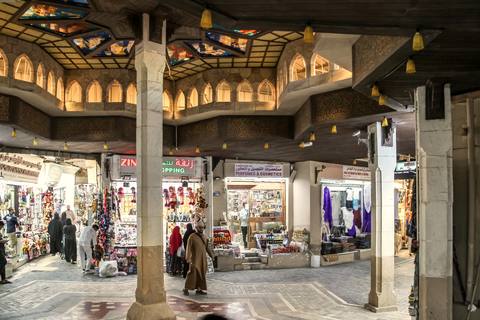The stained-glass atrium of Muttrah Souq in Muscat